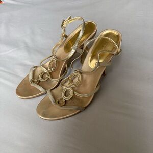 Kenneth Cole Reaction Gold Metallic Strappy High-Heel Sandals